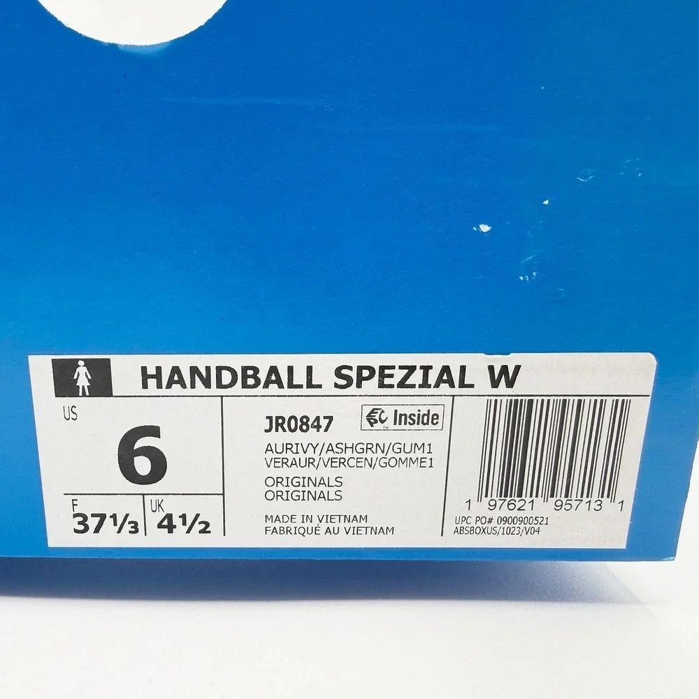 Adidas Handball Spezial W Sneakers Size 6 Aurora Ivy/Ash Green/Gum Womens JR0847